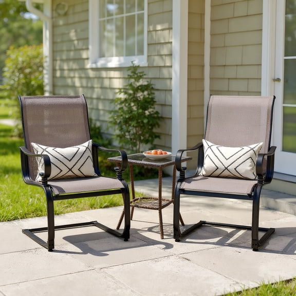 YYAo Outdoor Dining Chairs, Patio Kitchen Dining Room Chairs,Set of 2 Patio Chairs with Quick-drying and Breathable Fabric for Backyard-Gray