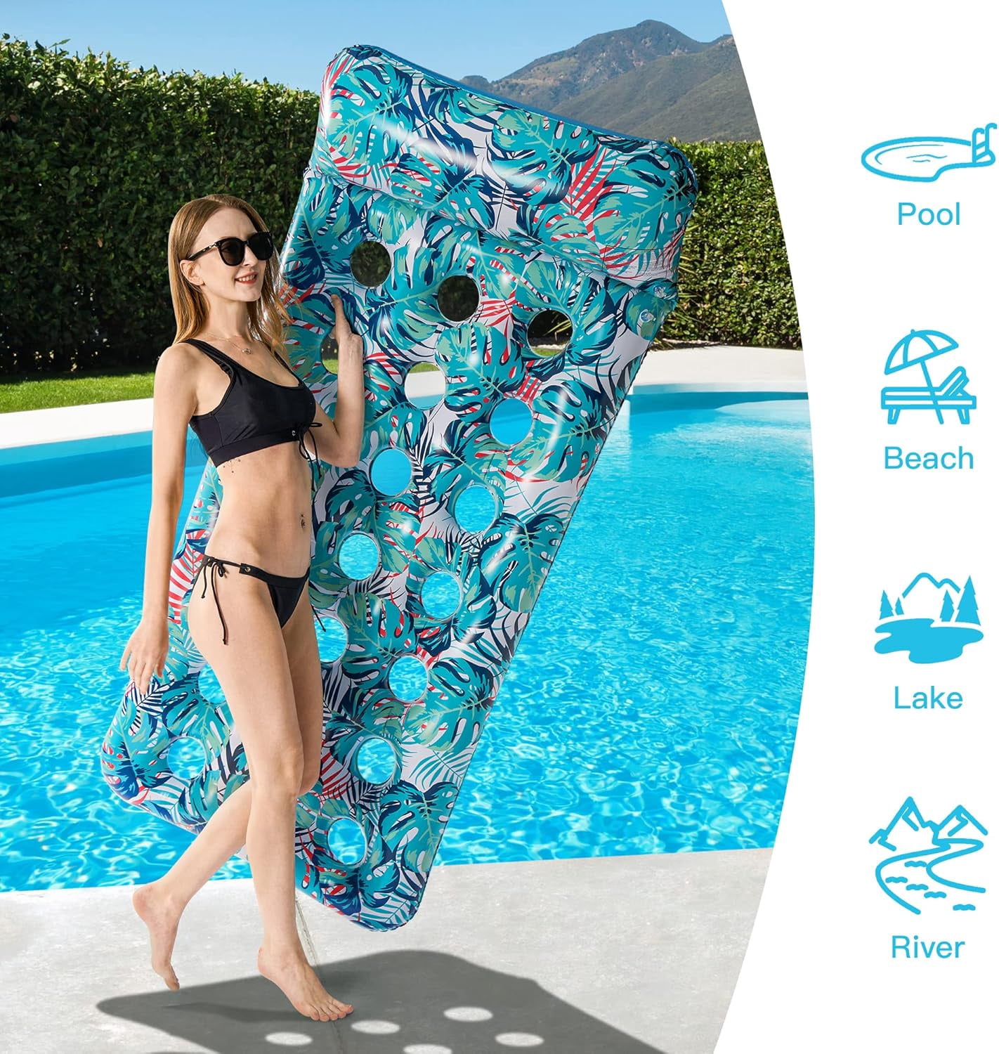 Inflatable Pool Float Lounge, 2Pack Pool Floaties Rafts for Adults Floating Pool Lounger Sun Tanning Floats Cool Water Floaty for Swimming Pool Lake Float Beach Pool Party Toys