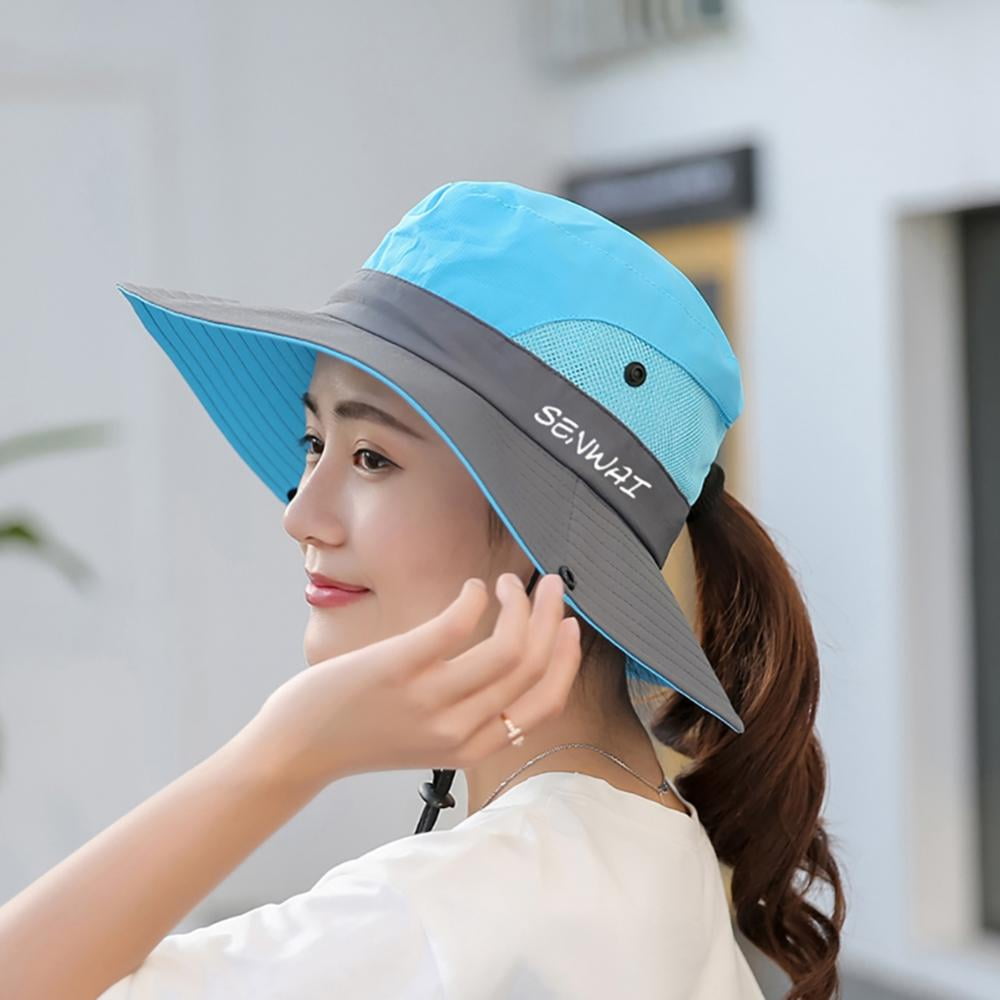 New Sun Hats Wide Brim Women Face Neck Cover Cap UV Protection Fishing Beach Hat 