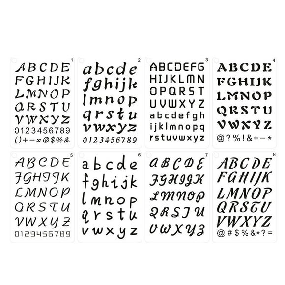 SHISUYAN 8Pcs English Letter Stencils Number Templates Alphabet Stencils Symbol Numbers Stencils