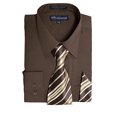 thumbnail image 1 of Milano Moda Robe à Manches Longues pour Homme avec Cravate et Handkie SG21A-Brown-15-15 1/2-34-35, 1 of 2