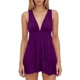 thumbnail image 1 of Vestido de verano sin mangas con cuello en V y corte en A para mujer: fluido, informal, tejido de lino - S-XL, 1 of 4