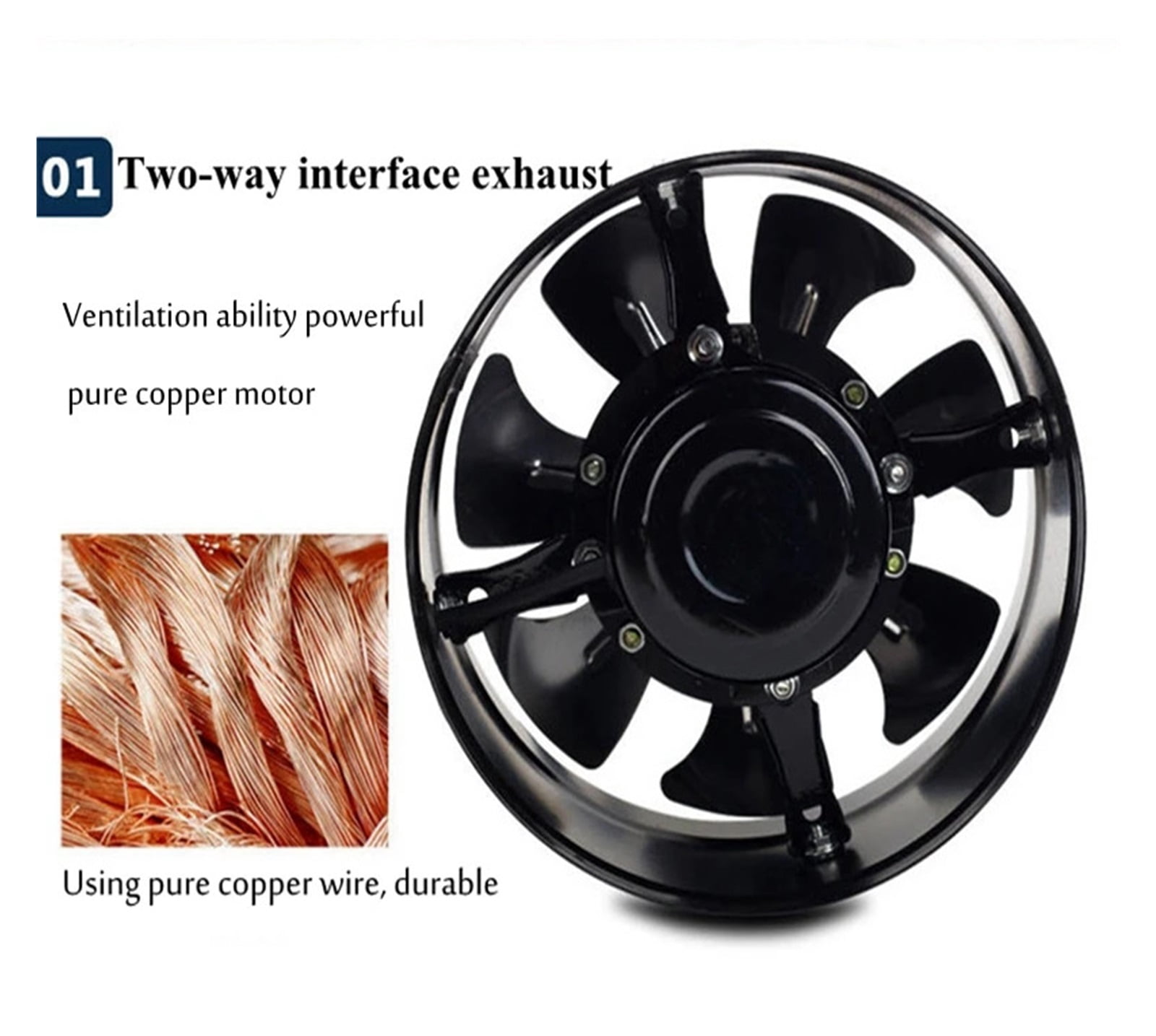8 Inch Pipe Exhaust Fan 8" Duct Ceiling Air Ventilation Blower Inline Booster 200mm Window Exhauster Toilet Kitchen Exhaustfan ,Energy-Efficient