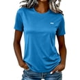 thumbnail image 2 of Womens Running Shirts Summer Quick Dry Crewneck Short Sleeve Basic Tee Women Soft Breathable Tshirt Slim Dry Fit Shirts Workout Tops Athletic Yoga Sports Tshirts, Light Blue S, 2 of 8