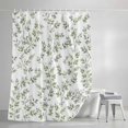 thumbnail image 4 of Green Leaves Long Shower Curtain Set, Waterproof Shower Curtains for Bathroom, Summer Botanical Elegant Farmhouse Washable Fabric Cloth Bath Curtain for Bathtub Decoration with Hooks 72x84 Inches, 4 of 9