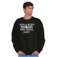 thumbnail image 3 of With A Body Like This Who Needs Hair Men's Crewneck Sweatshirt Brisco Brands S, 3 of 6