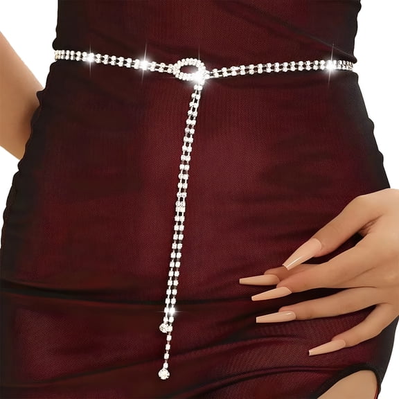 TELOLY Rhinestone Belts for Women Chain Belt for Dress Thin Belts for Dresses Leather Belt Thick Dress Suit Belt Horsehide Leather Belt Automatic Buckle Leather Belt Women Wide Belts