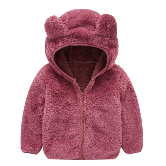 Girls Hooded Coat Warm Soft Thick Winter Jacket Cute Toddler Outerwear Zipper Closure Windproof Kids Coats