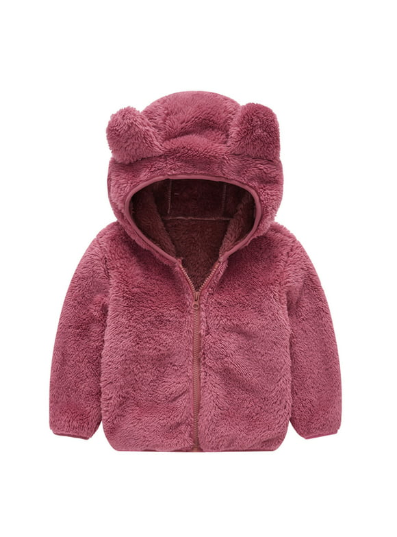 TAIAOJING Winter Coats for Kids with Hoods Warm Ear Cute Outwear Toddler Thick Zipper Jacket for Baby Boys Girls 12-18 Months