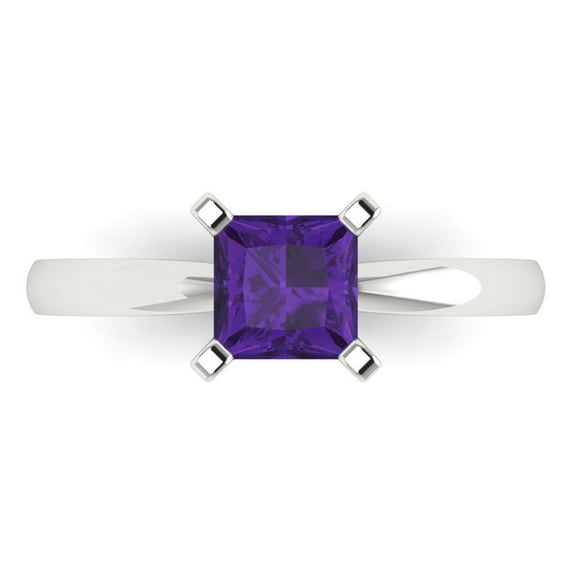 Solitaire Engagement Ring for Women - 1ct Natural Amethyst in 14K White Gold Promise Ring
