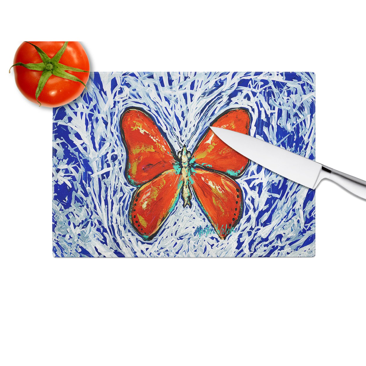 thumbnail image 4 of Red Glider Butterfly Glass Cutting Board 12 in x 15 in, 4 of 5