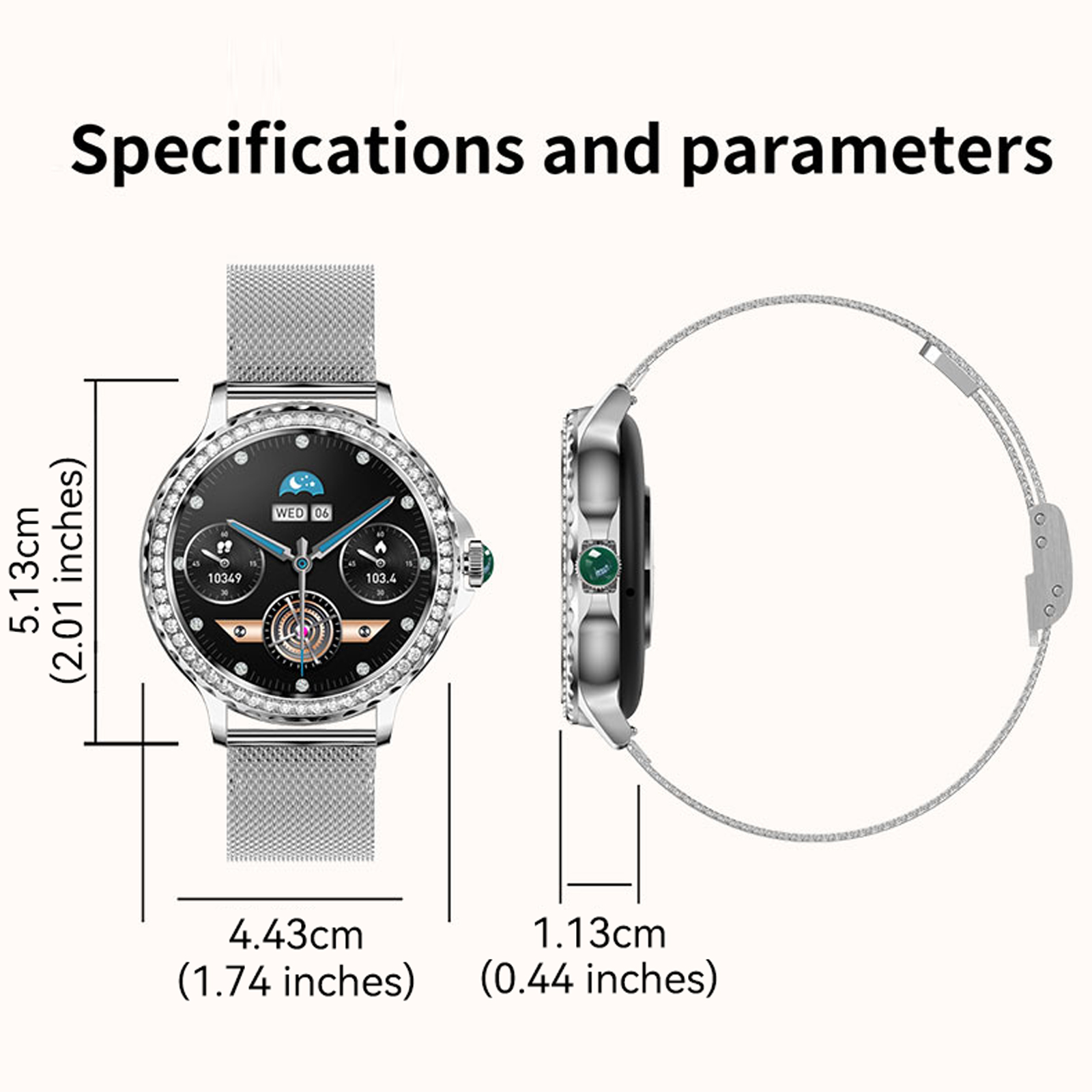 AMOLEDMingdaln 42mm Smart Watch for Women, fits for Android and Iphone Devices,with IP68 Waterproof/150+ Sport Modesperfect gift2 strapsGold
