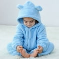 thumbnail image 2 of Rhuody Boy Romper 6-12 Months Long Sleeve Romper And Jumpsuit Playwear Hooded Sleeper Outfit For Toddlers And Kids All Day Home Wear Attire Casual Onesies Soft Sky Blue, 2 of 7