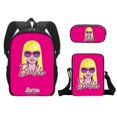 thumbnail image 4 of Bolso escolar Barbies, conjunto de tres piezas, bolso para bolígrafos de una sola capa de poliéster, bolso de hombro pequeño, mochila para niñas, inicio de temporada escolar para estudiantes, 4 of 5