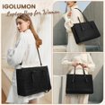 thumbnail image 4 of Bolsa para portátil IGOLUMON para mujer, 15.6 pulgadas, piel vegana, color negro, 4 of 8