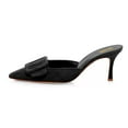 thumbnail image 3 of XYD Women Fashion Oversized Buckle Pointy Closed Toe Mules Thin High Heel Pumps Slip-ons Dress Casual Shoes Size 12.5 Black, 3 of 4