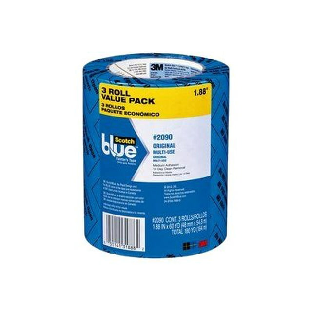 ScotchBlue Original Ruban pour Peintre Multi-Surfaces, 1,88 Po x 60 Verges, 2090, 3 Rouleaux