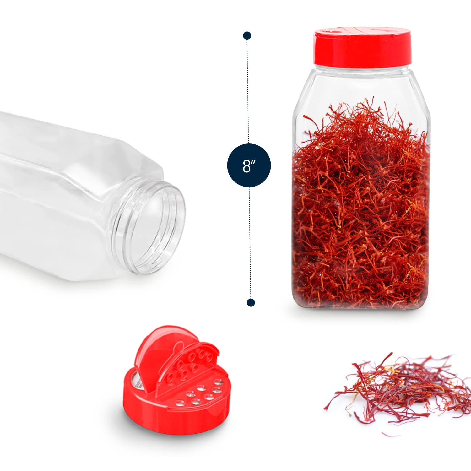 Nakpunar 6-Pack Red Spice Caps For Mason Jars - Shaker & Pour Lids With Freshness Seal, Fits Regular Mouth Jars, Made In USA