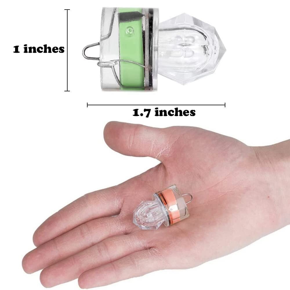 Rojuna 10 Pack Fishing Deep Drop Light LED, Colorful Flashing Strobe LED Fishing Lights, Underwater Fishing Light, Waterproof Attractants Diamond Lure Light for Saltwater Freshwater Tuna (Multi-color)