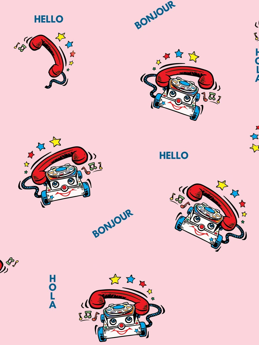 Greetings and Chatter Removable Vinyl Wallpaper By Fisher-Price - Pink