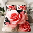thumbnail image 2 of Homewish Valentine'S Day Rose Bed Sheets,Boho Rustic Butterflies King Sheets,Pink Flower Floral Sheet Set For Men Women,Luxury Bedroom Decor,4pcs, 2 of 7
