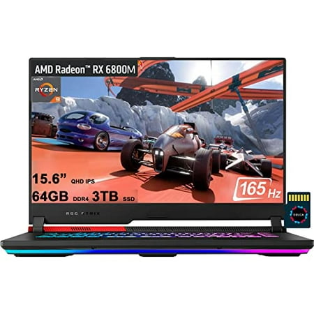 ASUS ROG Strix G15 Advantage G513 Gaming Laptop | 15.6" QHD 165Hz | AMD 8-Core Ryzen 9 5980HX (>i9-10885H) | 64GB DDR4 2TB SSD + 1TB SSD | Radeon RX 6800M 12GB | Backlit Win11 + 32GB MicroSD Card