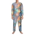 thumbnail image 3 of Balery Pastel Abstract Fluid Art Pijama para Hombre de Dos Piezas con Manga Larga, Conjunto de Dormir y Descanso Suave con Bolsillos-XX-Large, 3 of 7