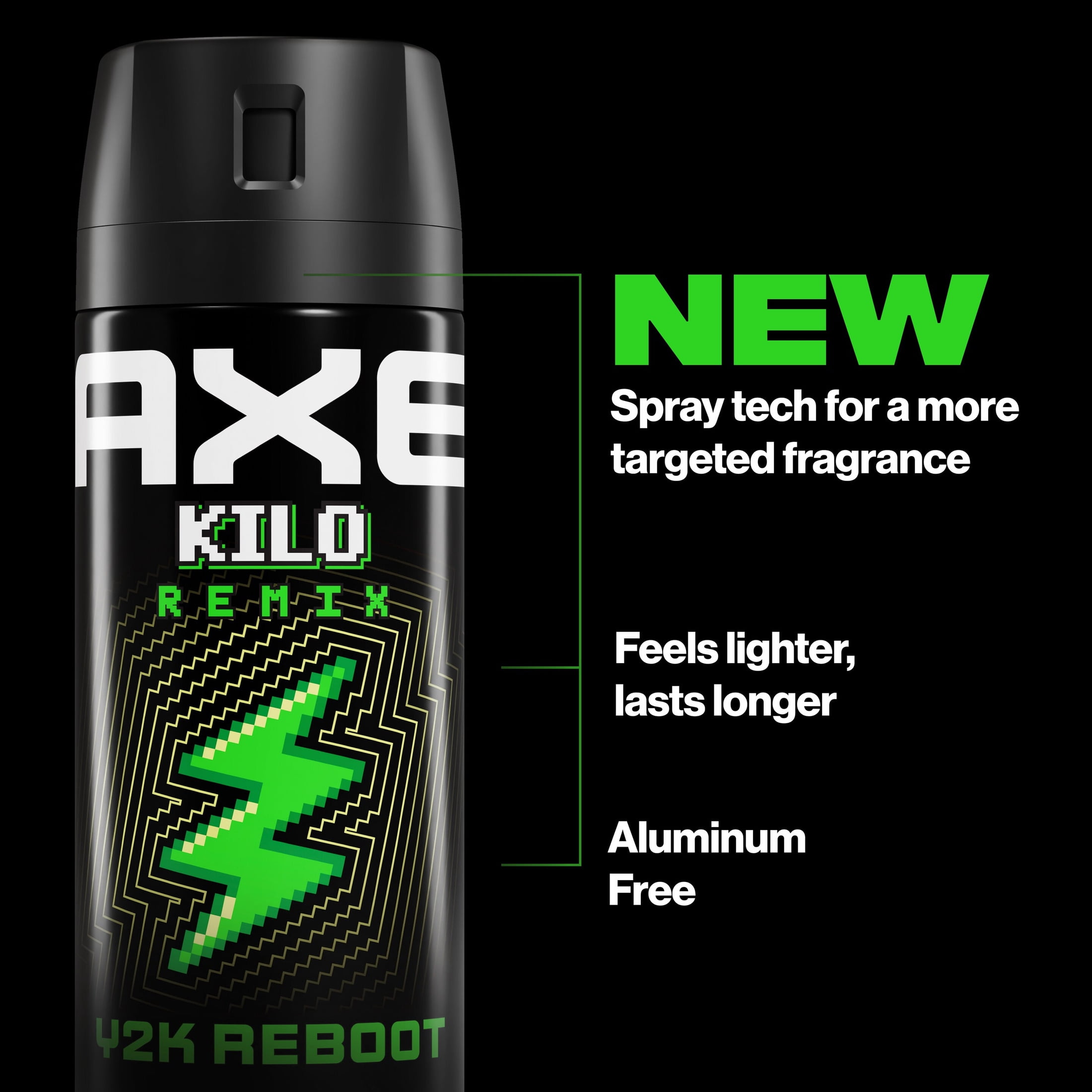AXE Y2K Reboot Underarm Deodorant Body Spray Kilo Remix For Men & 48H Freshness, Kilo Remix, With Aluminum Free Formula, 2.9 oz