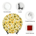 thumbnail image 4 of Salouo Blue Floral Sunflower Pattern Bone China Decorative Plate,Holiday Decor Decorative Ceramic Plates with Stand Elegant Home DéCor for Hallway/Living Room/Bedroom-6in, 4 of 6