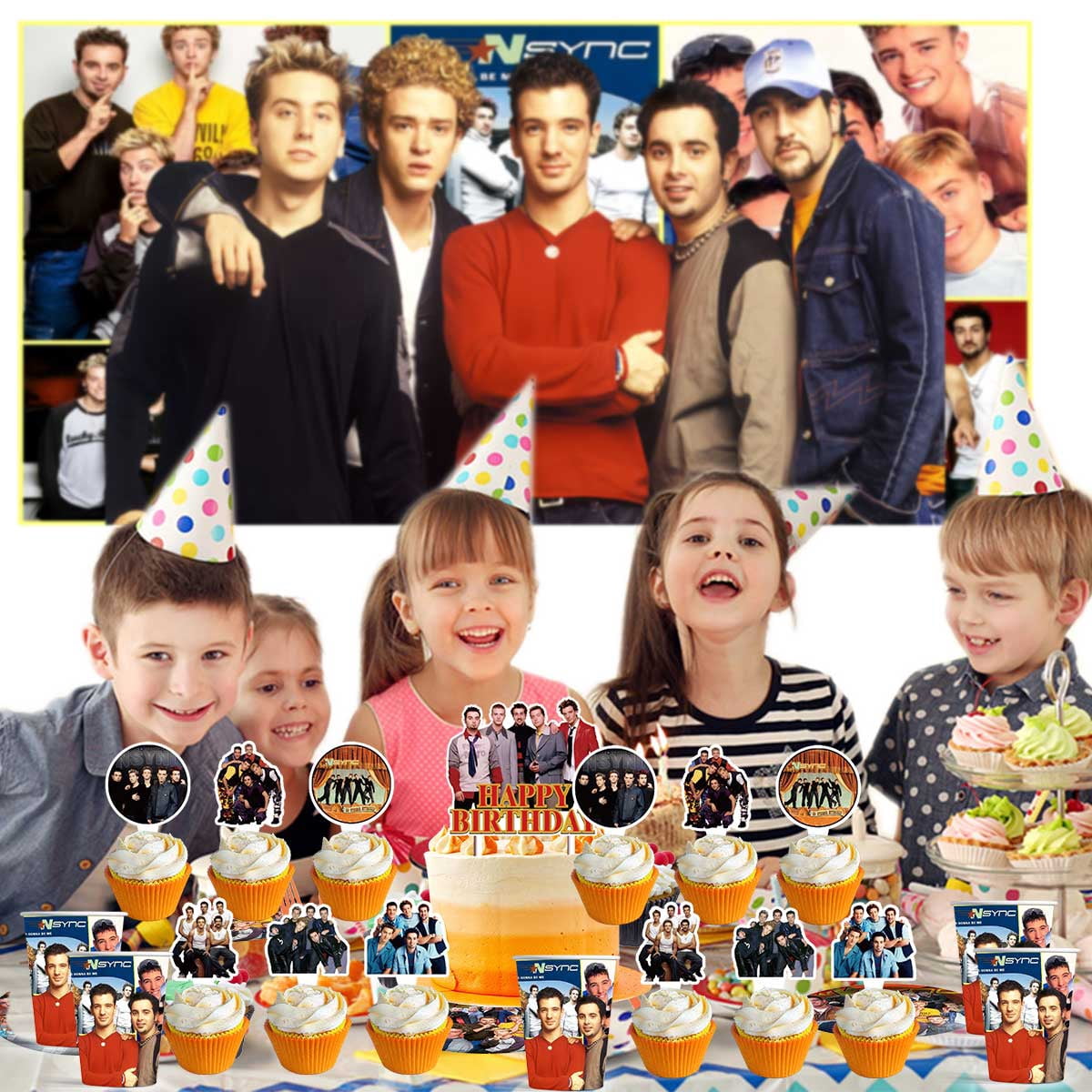 NSYNC Party Decorations Centerpieces Honeycomb Table Toppers Backdrop Birthday Party Decor Supplies Banner