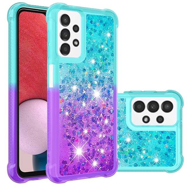 Funda para Samsung Galaxy A13 4G Transparente con Brillos Carcasa Protectora Antigolpes con Glitter Brillante
