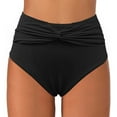 thumbnail image 6 of Laipiong Women's Swim Shorts Summer Beach High Waisted Solid Color Striped Pleated Swim Pants Quick Dry UPF 50+ Bathing Suits Bottoms, 6 of 8