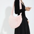 thumbnail image 4 of Bolso de hombro mullido de invierno para mujer, bolso de mano de felpa, bolso de mano con forma de corazón (rosa), 4 of 8