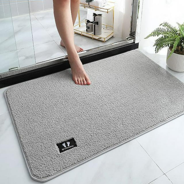 Fridja Bath Mats for Bathroom Non Slip, Super Absorbent Microfiber Bath Mat Washable, Super Soft Rubber Backing Bathroom Rugs, Cute Bath Mat for Shower Sink, Gray, 24" x 36"