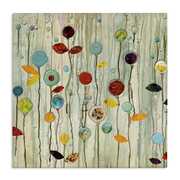 Stupell Industries Modern Abstract Whimsical Floral Scene Canvas Art, 17 x 17, by Classic Collection