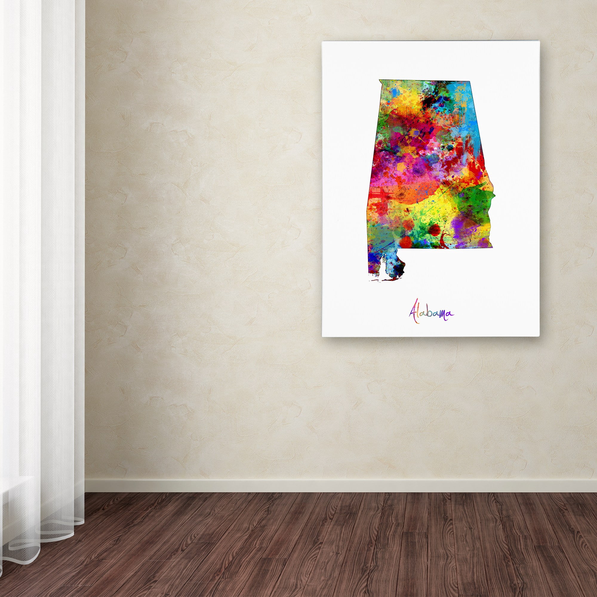 Trademark Fine Art "Alabama Map" Canvas Art by Michael Tompsett