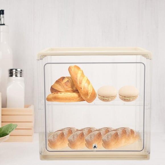 BRIGHTFUFU Household Bread Holder for Bakery White Acrylic Bread Box 1Pack