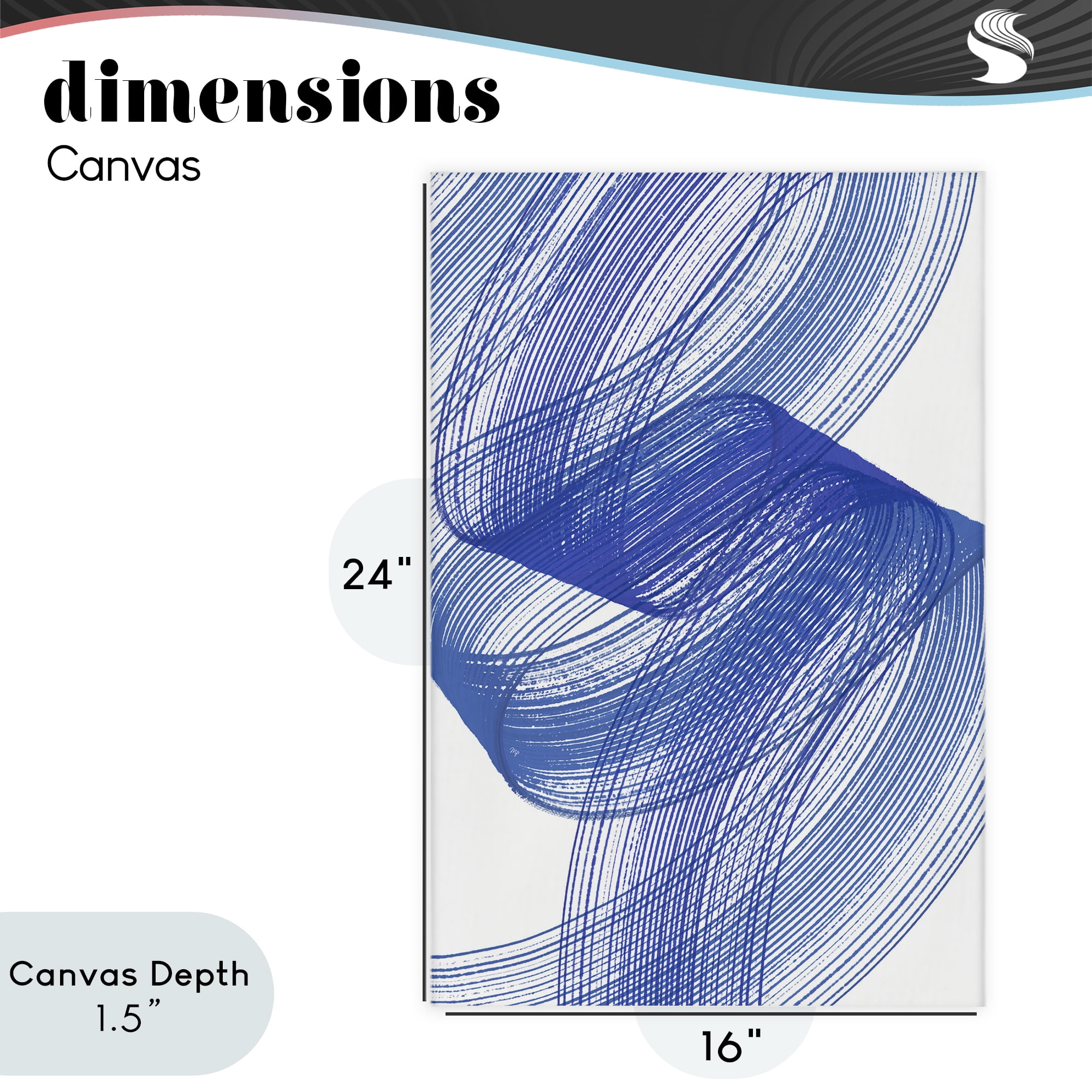 Stupell Industries Blue Lines Flowing In Motion Canvas Wall Art, design by Martina Pavlova