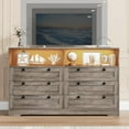 thumbnail image 5 of Yeshouse Rustic Bedroom Dresser with Electrical Outlet and LED Lights, 6-Drawer, Gray, 5 of 8