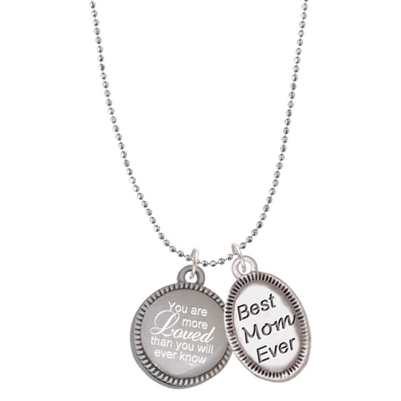 Delight Jewelry Stainless Steel Disc You Are More Loved Best Mom Ever Charm Necklace