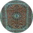 thumbnail image 1 of Ahgly Company Indoor Round Medallion Light Blue Traditional Area Rugs, 4' Round, 1 of 4