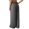 thumbnail image 4 of YIFUNIN Women's Loose Wide Leg Cotton Linen Pants with Drawstring, Pocketless Casual Trousers for Relaxed Fit, Breathable Natural Fabric,Dark Gray M, 4 of 6