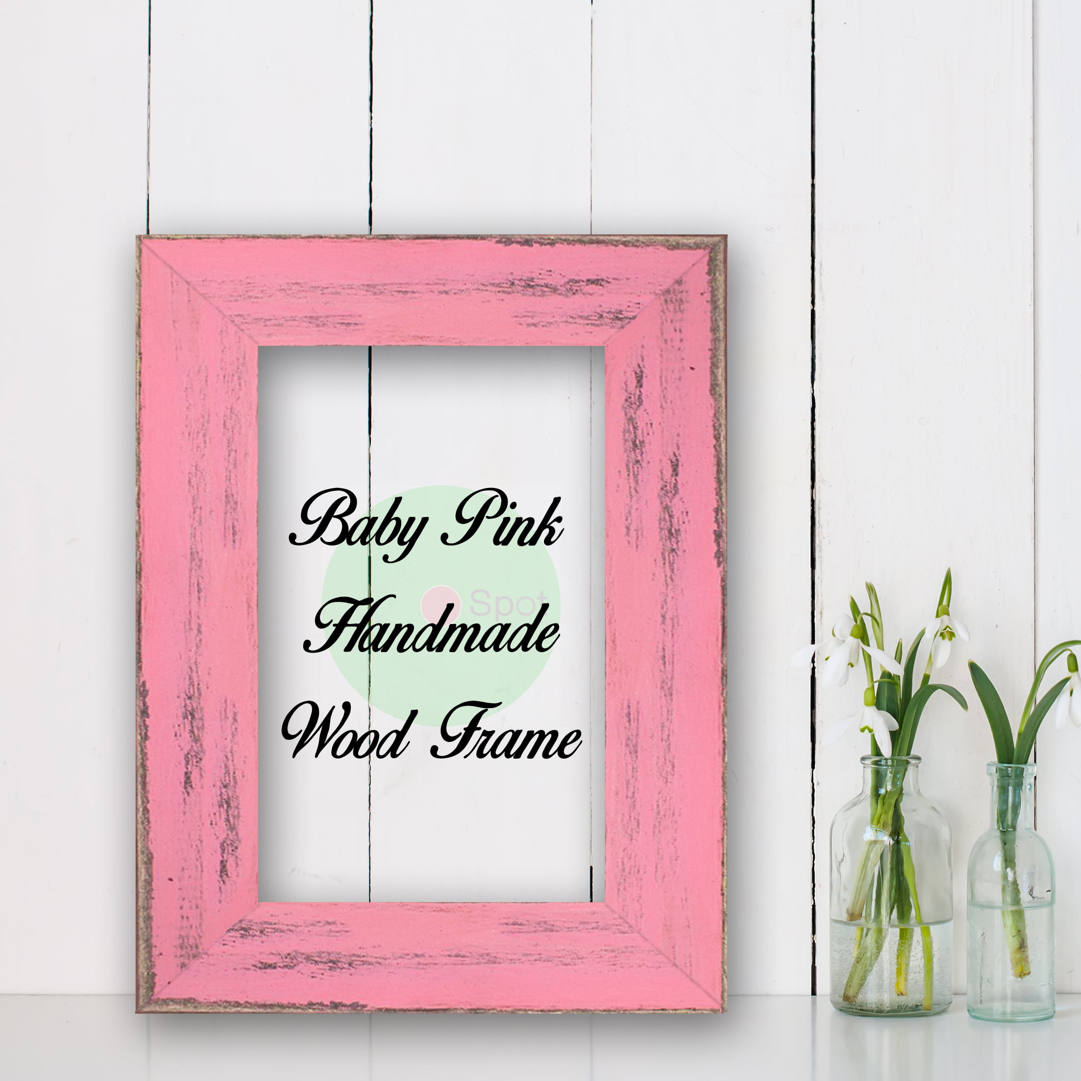 Wood Frame Photo Perfect for Picture Wedding Artwork Handmade Frame Art Cottage Beach Decor Baby Pink Wood Frame Poster