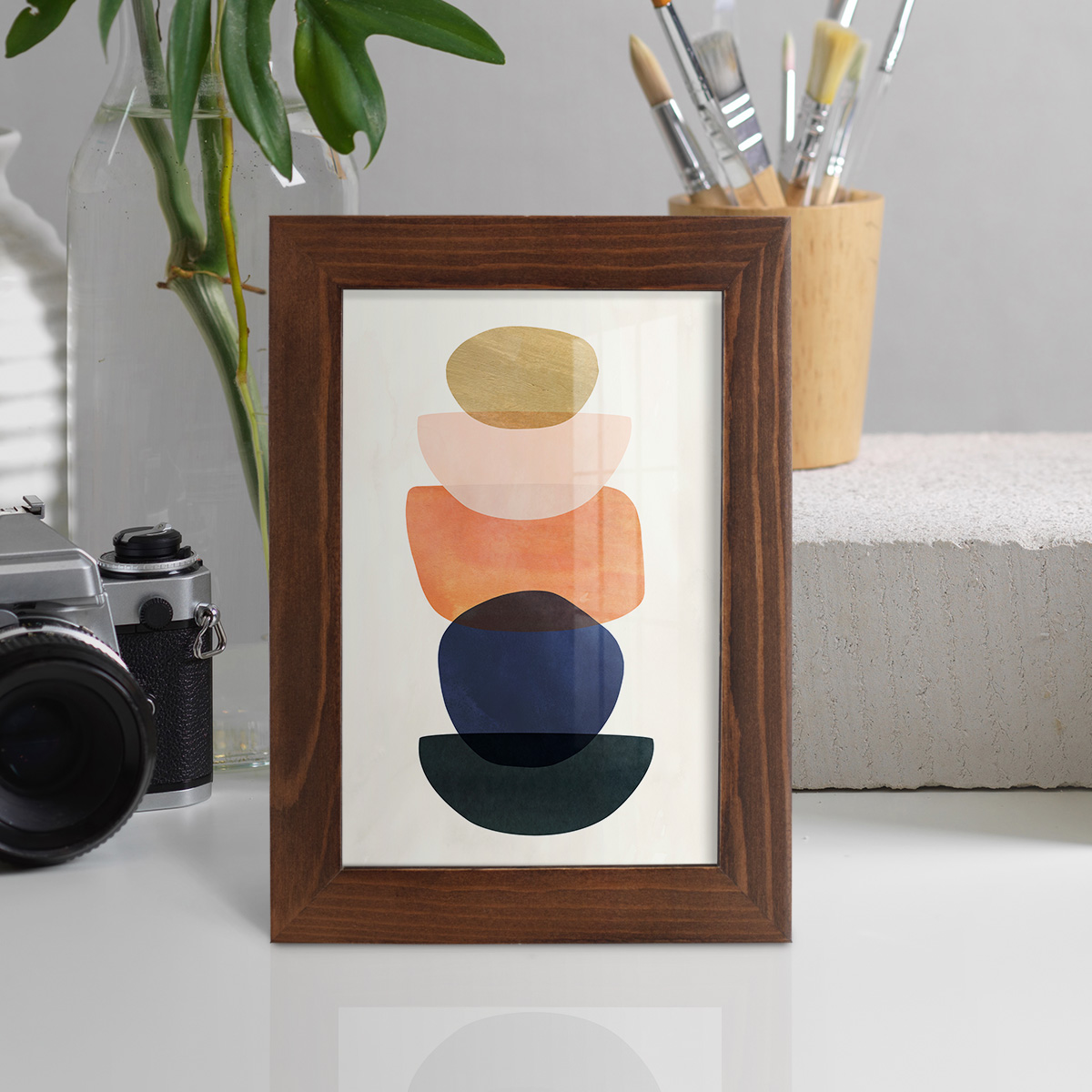 Mod Pods II -Framed Print w/glass-Chestnut