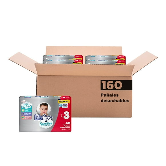 Pañal Desechable Bbtips Talla 3 Unisex 160 piezas