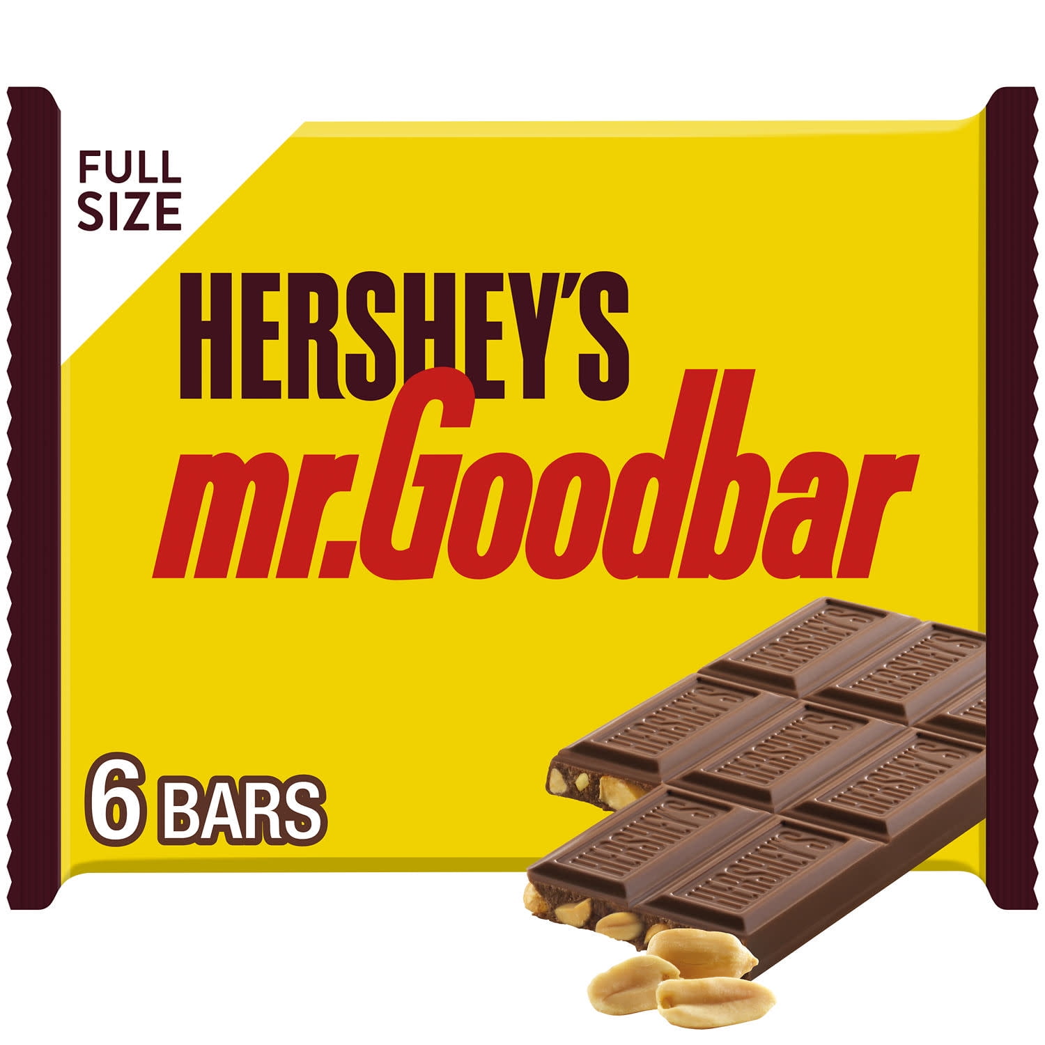 Hershey's Mr. Goodbar Chocolate with Peanuts Candy, Bars 1.75 oz, 6 Count