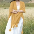thumbnail image 5 of Fgnfyis Shawl Wraps for Women Winter Knitted Cardigan Casual Poncho Cape Open Front Sweater with Tassels Light Yellow, 5 of 7