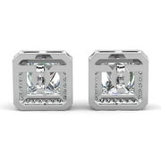 Cate & Chloe Norah 18k White Gold Plated Stud Earrings with Simulated Diamond Crystals for Women