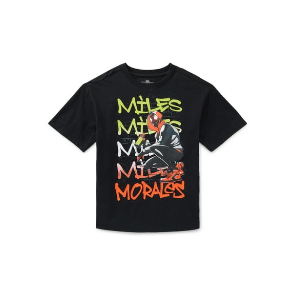 Miles Morales Boys' Graphic Tee with Short Sleeves, Sizes 4-18