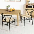 thumbnail image 4 of Costway Modern Dining Chair Set of 4 Weave Kitchen Armchairs with Y-Shaped Curved Backrest, 4 of 9